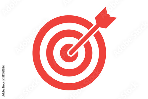 Target symbol with arrow hitting the center, representing accuracy and achievement in a conceptual design
