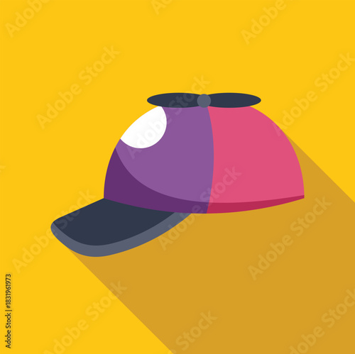 Colorful propeller hat displaying child like playfulness on a yellow background