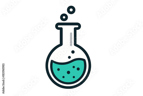Colorful science flask with bubbling liquid and floating particles shows engagement in chemistry experimentation indoors