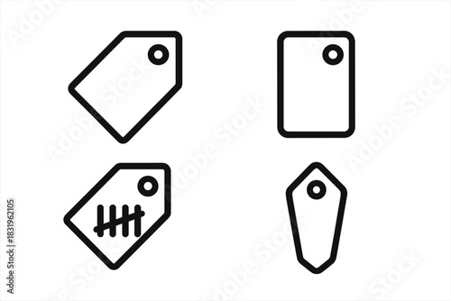 Various simple label designs in black outline, suitable for crafting or organizing items