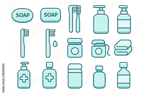 Collection of hygiene and personal care items displayed in a simple and organized manner for easy access and use