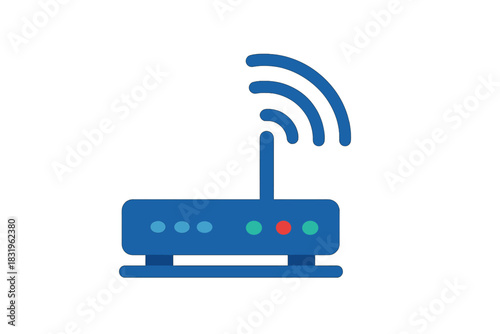 Wireless router with signal icon indicating internet connectivity and technology usage at home or office