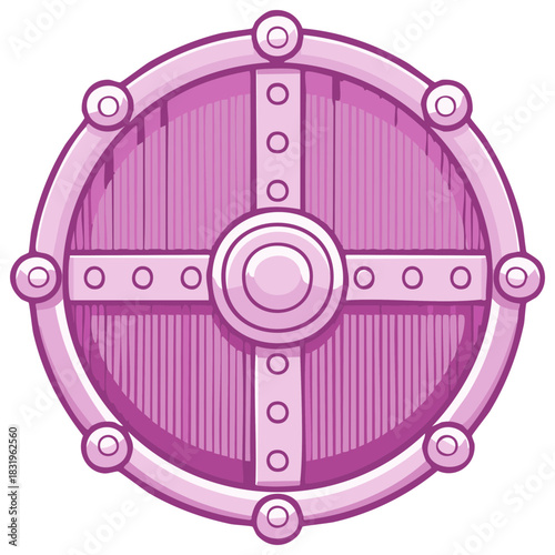 Stylized Viking Shield with Studded Trim and Planks