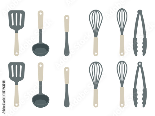 Glowing kitchen utensils with illuminated handles on dark background
