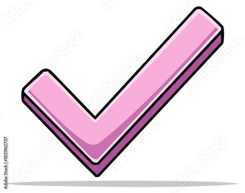 Vibrant Pink Check Mark Vector Graphic for Success Approval and Confirmation