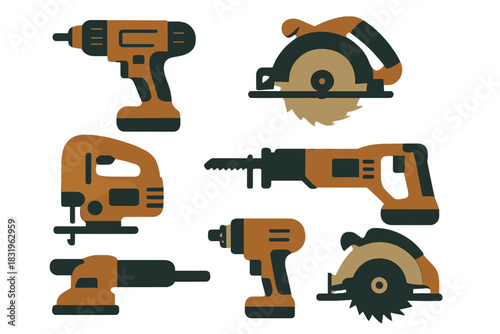 Various hand tools displayed in a modern design for home improvement and construction projects