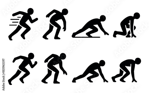 Silhouette sequence of a male sprinter starting a race