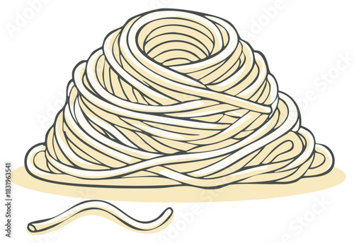 Spaghetti Noodles Pile Food Graphic Illustration Meal Preparation