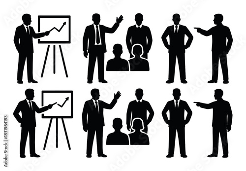 Business silhouettes and teamwork concepts in corporate environment