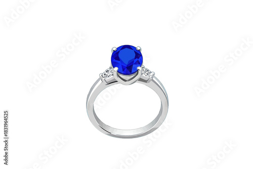 Elegant silver ring with a large blue gemstone and diamond accents