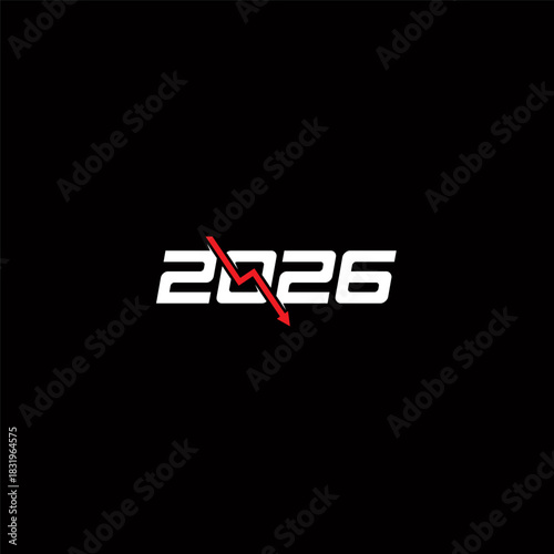 2026 and Arrow Down logo or icon design
