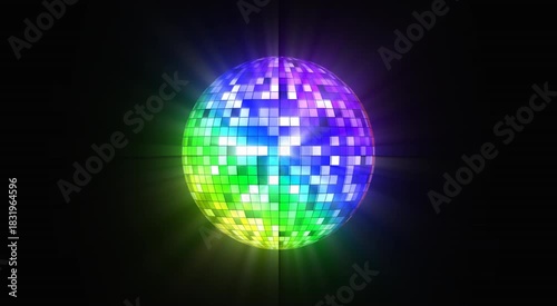 Festive Disco Ball Animation with Neon Party Lights – Christmas & New Year Celebration