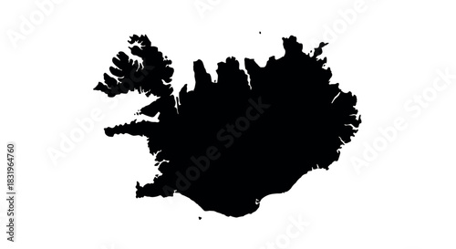 Silhouette map of iceland in black on white background