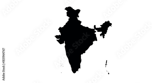 Detailed silhouette of india map on white background