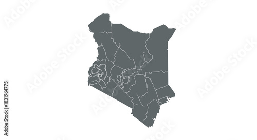 Kenya map with counties in simple outline style