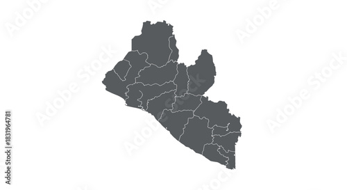 Map of liberia with detailed administrative regions