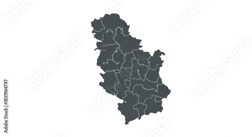Minimalist outline map of serbia with regional borders on white background