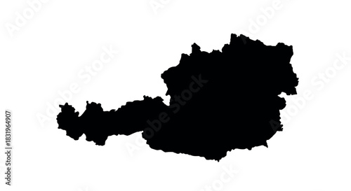 Austria country silhouette map in black on white background