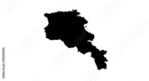 Silhouette map of armenia on white background