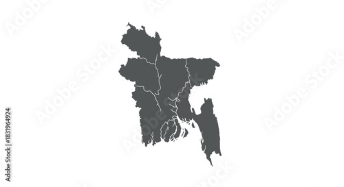 Minimalist silhouette map of bangladesh with detailed borders