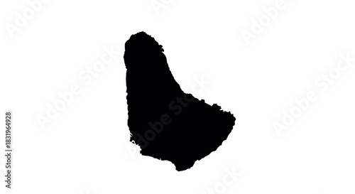 Barbados island map silhouette on white background for geographic designs