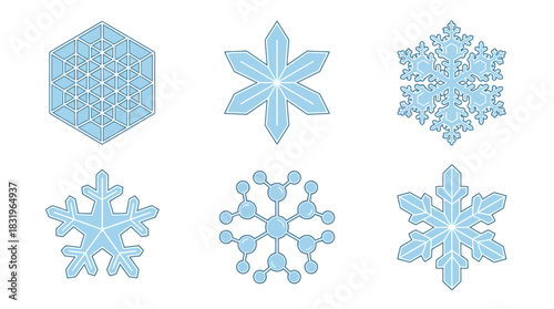 Christmas Winter Vector Set Snowflake Icon Designs for Holiday Cheer