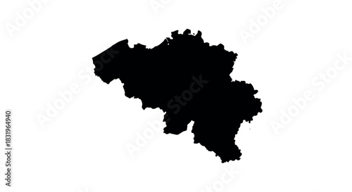 Black silhouette map of belgium on white background