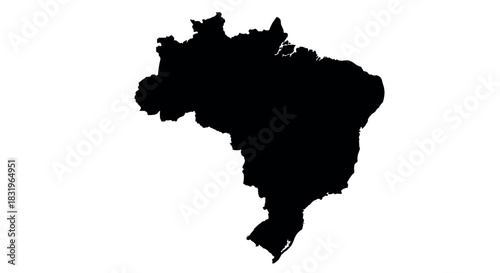 Brazil map in black silhouette style on white background