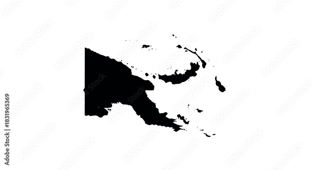 Obraz premium Papua new guinea map silhouette on white background