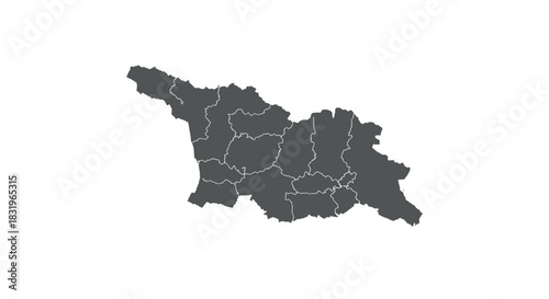 Simple black and white map of georgia's administrative divisions
