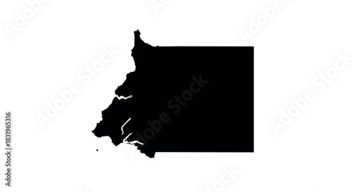 Silhouette map of gabon with detailed black outline on white background