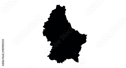 Luxembourg map silhouette on white background