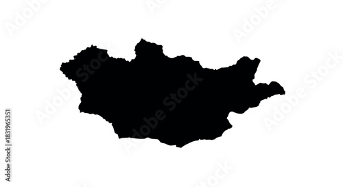 Silhouette map of mongolia on white background for geography and travel projects