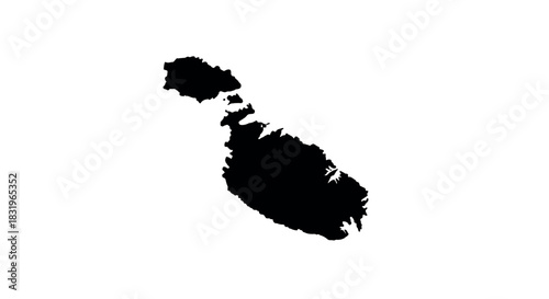 Minimalist silhouette map of malta with clean white background