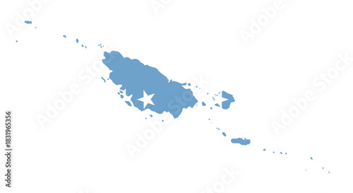 Simplified blue silhouette of the solomon islands with star