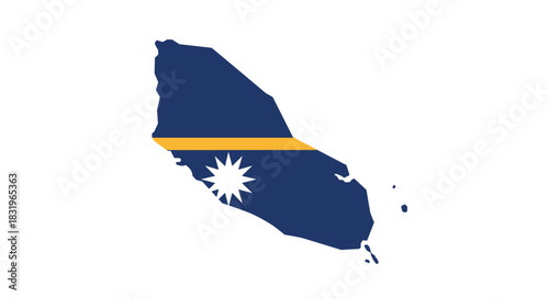 Nauru map shape with national flag colors on white background