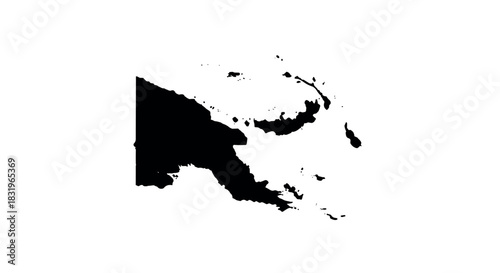 Papua new guinea map silhouette on white background