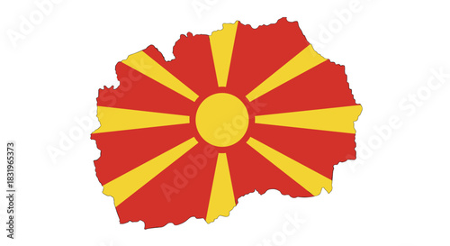 Map of macedonia with flag overlay in bold colors for national pride