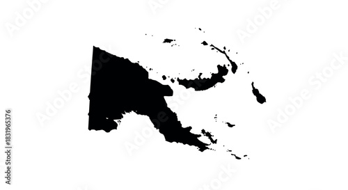 Papua new guinea silhouette map: detailed outline with islands and borders