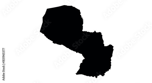 Paraguay country silhouette map design for geographic projects and educational use