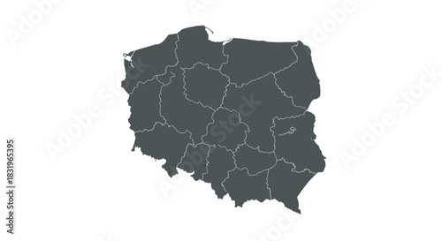 Detailed outline map of poland with administrative borders