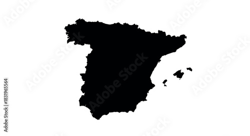 Silhouette map of spain with balearic islands
