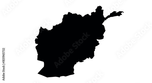 Black silhouette of afghanistan map design on white background