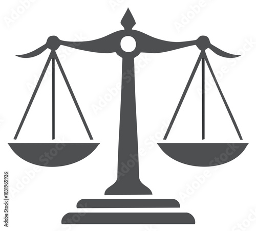Scales of justice vector illustration, depicting balance, law, and fairness.