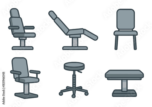 Assorted modern chairs and stools in minimalist design