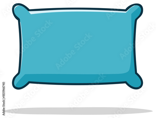 Cartoon illustration of a blue pillow with shadows and outlines