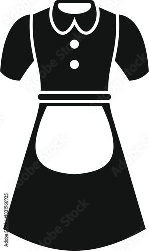Maid uniform icon representing housekeeping, service and restaurant staff