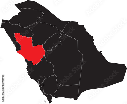 Madinah Province Region on Map of Saudi Arabia Editable Vector