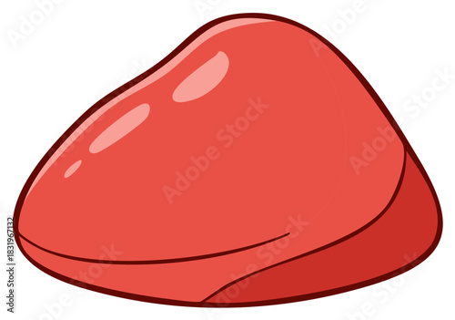 Cartoon illustration of a shiny red gummy candy or polished gemstone