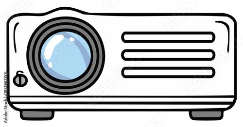 Cartoon-style illustration of a digital projector